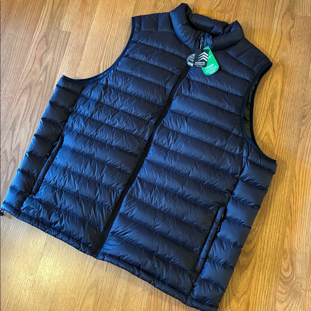 Solaris Men’s NEW Navy Blue Down Packable Puffer Vest 3X Tall